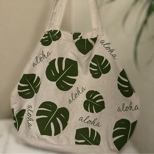 Tropical Leaf Print Tote Bag